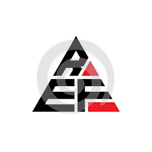 REF triangle letter logo design with triangle shape. REF triangle logo design monogram. REF triangle vector logo template with red