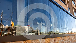 Refelection Cruise Ship sailing boat and Opera house