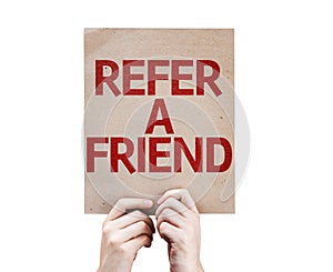 Refer a Friend card isolated on white background