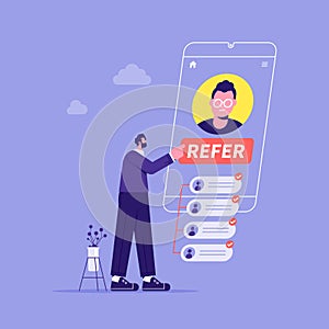 Refer a friend concept, flat vector illustration