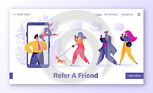 Refer a friend, digital marketing, promotion concept for landing page.