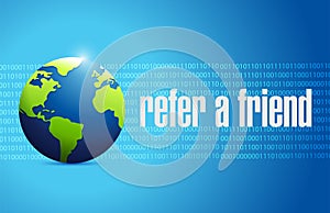 refer a friend globe binary sign concept