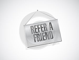 refer a friend hanging sign concept