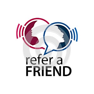 Refer a friend with people icon. Flat vector illustration on white background.