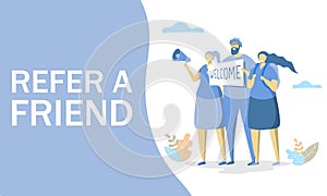 Refer a friend vector concept for web banner, website page