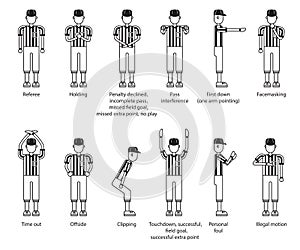 Referee american football icon set