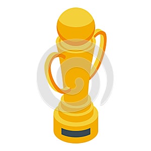 Referee gold cup icon isometric vector. Soccer play