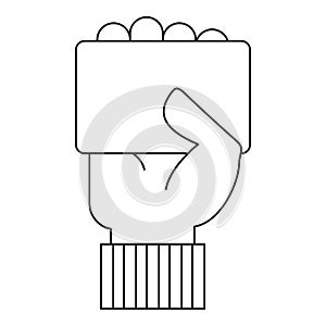 Referee hand holding card icon, outline style