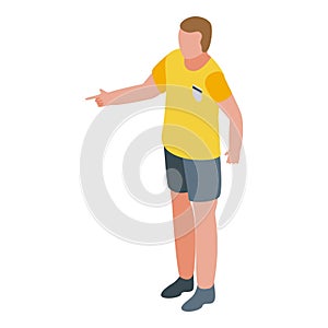 Referee man icon isometric vector. Soccer card