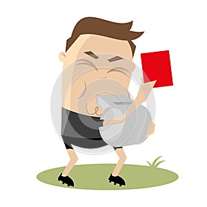 Referee is showing a red card