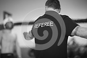 Referee stopping the fight