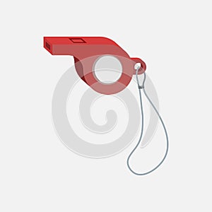 Referee whistle isolated on white, whistle icon, flat design