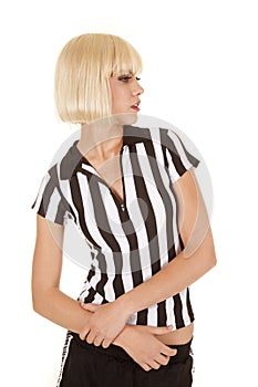 Referee woman look side