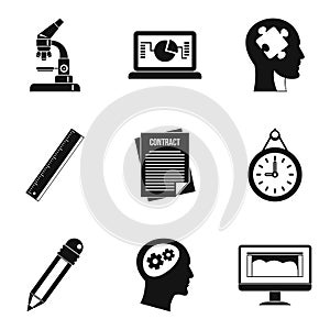 Reference condition icons set, simple style