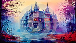 Illustrated Mysterious Gothic Mansion