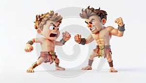 Cartoon Warriors in Intense Confrontation
