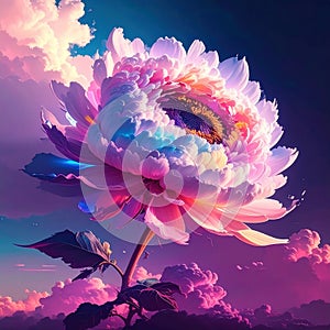 A highly stylized close up of a single chrysanthemum flower. Reference Image