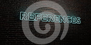 REFERENCES -Realistic Neon Sign on Brick Wall background - 3D rendered royalty free stock image