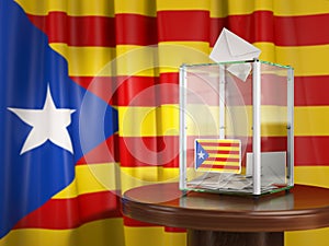 Referendum of independence of Catalonia concept. Ballot box with