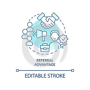Referral advantage program turquoise concept icon