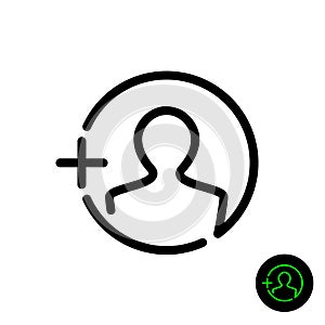 Referral icon. Refer a friend line style symbol. Add user sign