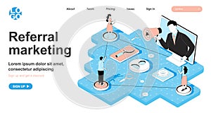 Referral marketing isometric concept. Business promotion