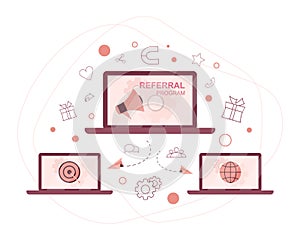 Referral program concept. Referral marketing and business partnership
