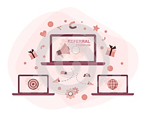 Referral program concept. Referral marketing and business partnership