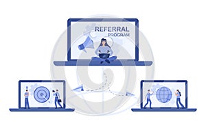 Referral program concept. Referral marketing and business partnership