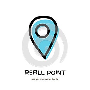 Refill water reusable bottle point sign vector