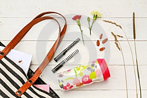 Refillable coffee mug and purse accessories