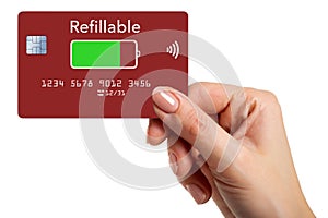 A refillable credit card is seen