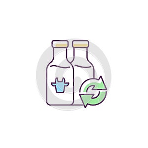 Refillable milk bottles RGB color icon