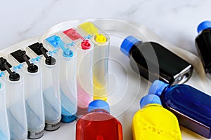 Refilling color ink tank on inkjet printer