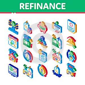 Refinance Financial Isometric Icons Set Vector