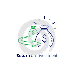 Refinancing concept, financial consolidation, revenue increase, return on long term investment