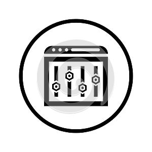 Refine, webpage icon. Black vector graphics