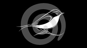 A refined black-and-white vector logo featuring an elegantly crafted bird, symbolizing freedom, grace, and exclusivity. Generative