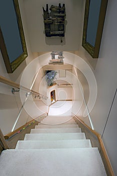 Refined interior of a large luxury motor boat