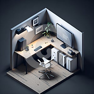 Refined and Sophisticate 3D Realistic Rendering and Modern Minimalism in Isometric Art Style photo