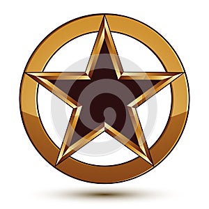 Refined vector black star emblem with golden outline