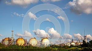 Refineries at the blue sky white cloud background