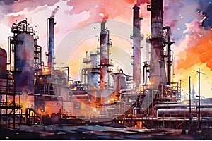 Refinery energy industrial pollution factory production smoke