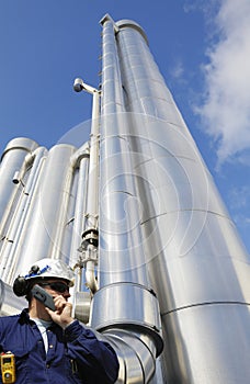 Refinery engineer and giant gas pipes