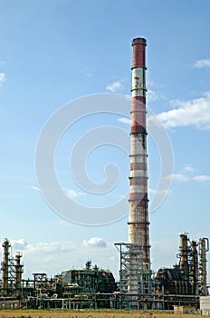 Refinery factory chimney and pipes