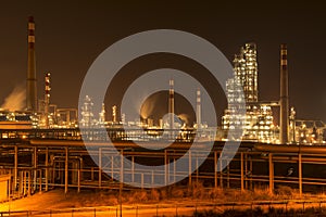 Refinery industrial plant at night