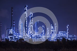 Refinery industrial plant at night