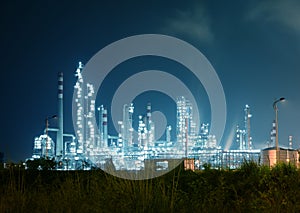 Refinery industrial plant at night