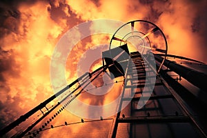 Refinery ladder under evil sky