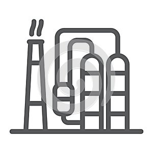 Refinery line icon, industy and factory, industrial plant sign, vector graphics, a linear pattern on a white background.